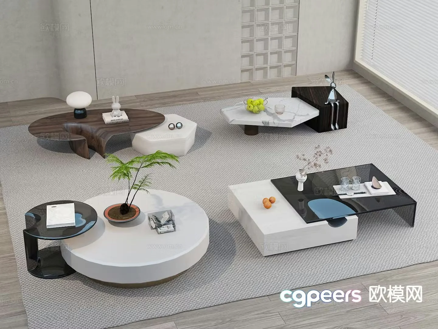 Modern double coffee table 3d model