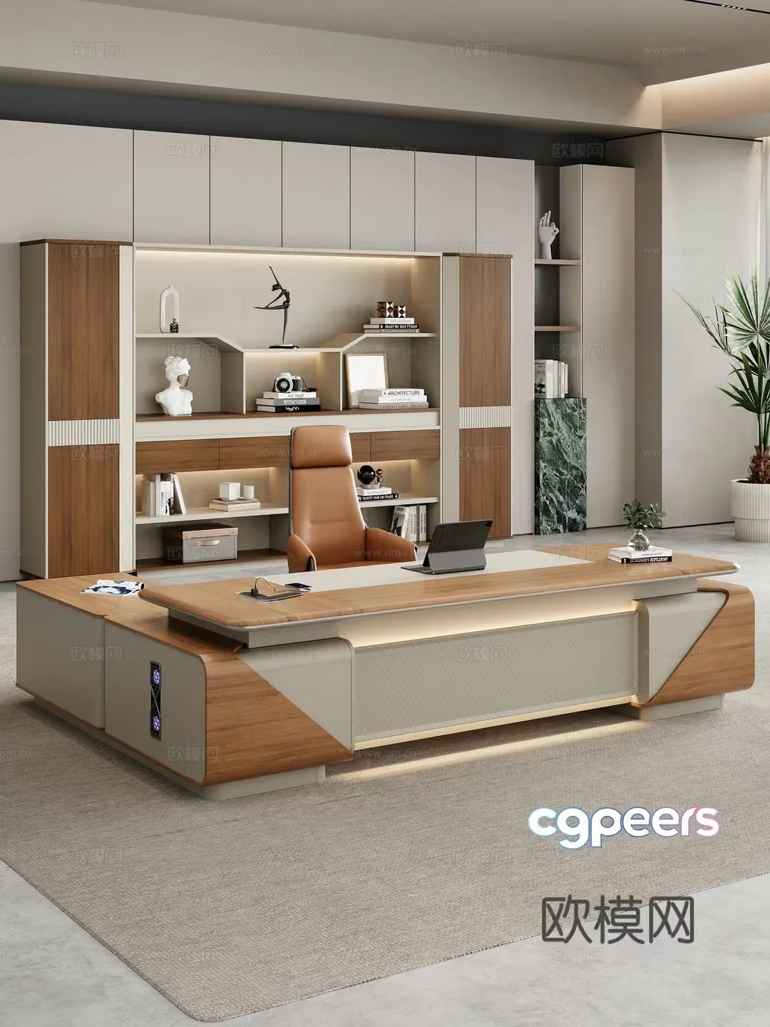 Modern office office desk chair boss desk big class desk manager desk 3d model