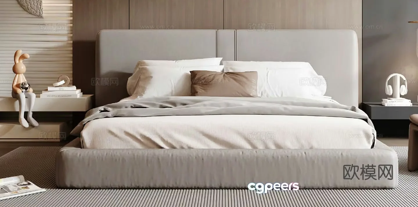 Italian double bed 3d model