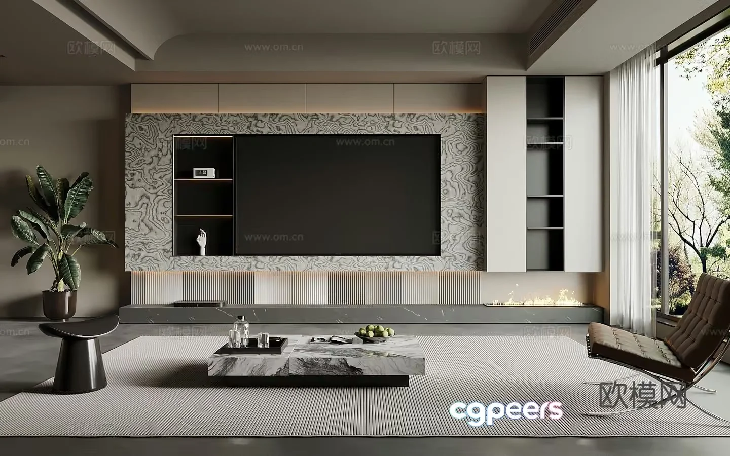 Modern Living Room 3D Model – 1586 – VRAY Render