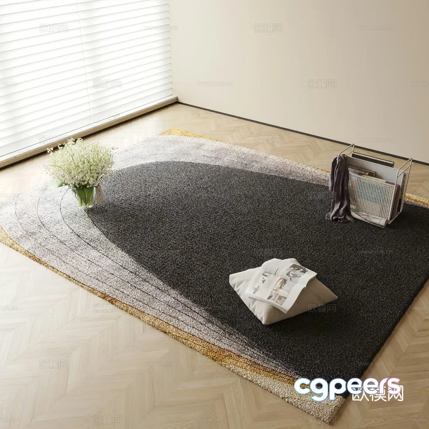 Modern black gold carpet 3d model