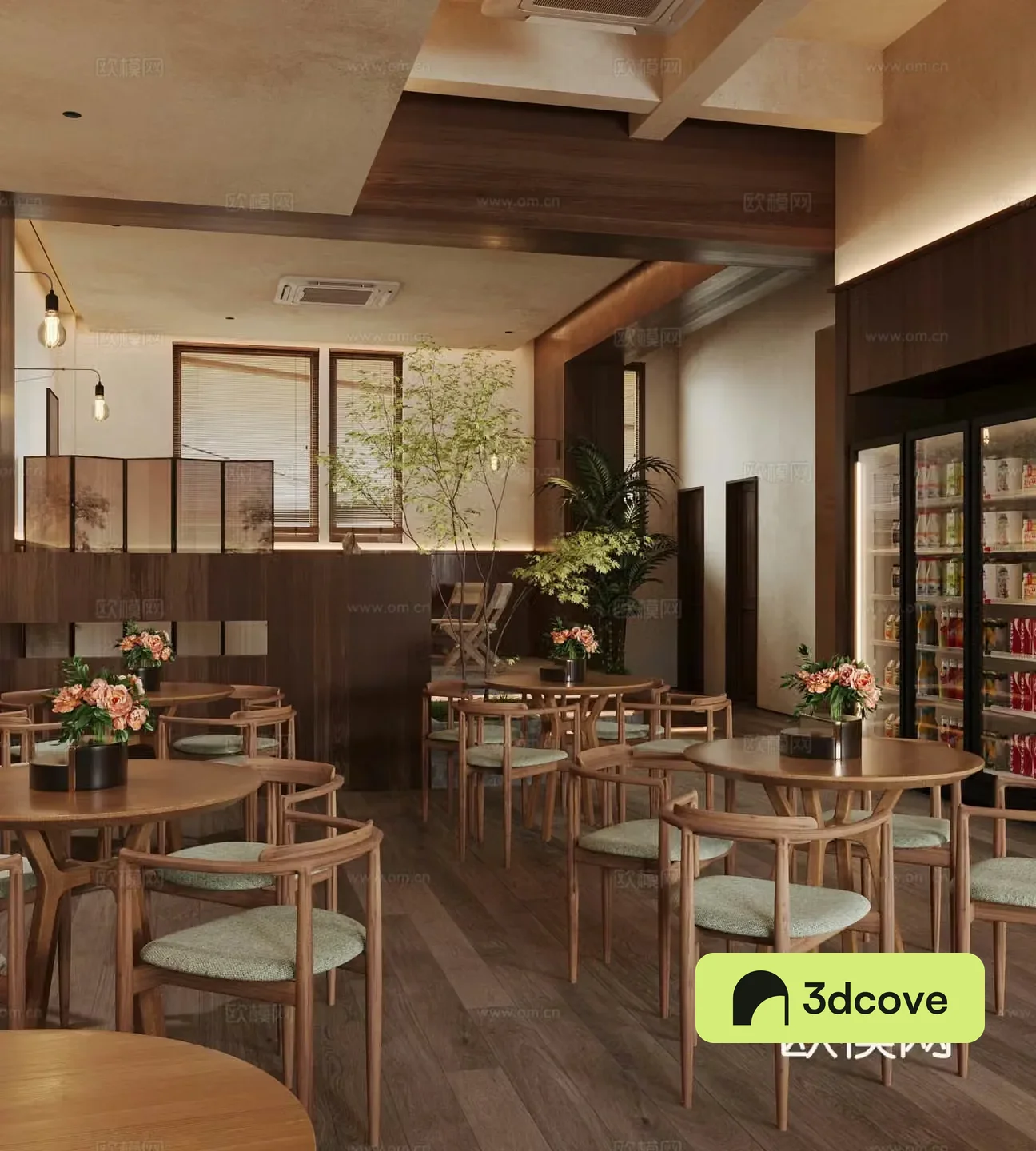 Log wood style milk tea shop Western restaurant Log wood style coffee shop Dessert shop Coffee table and chair Coffee