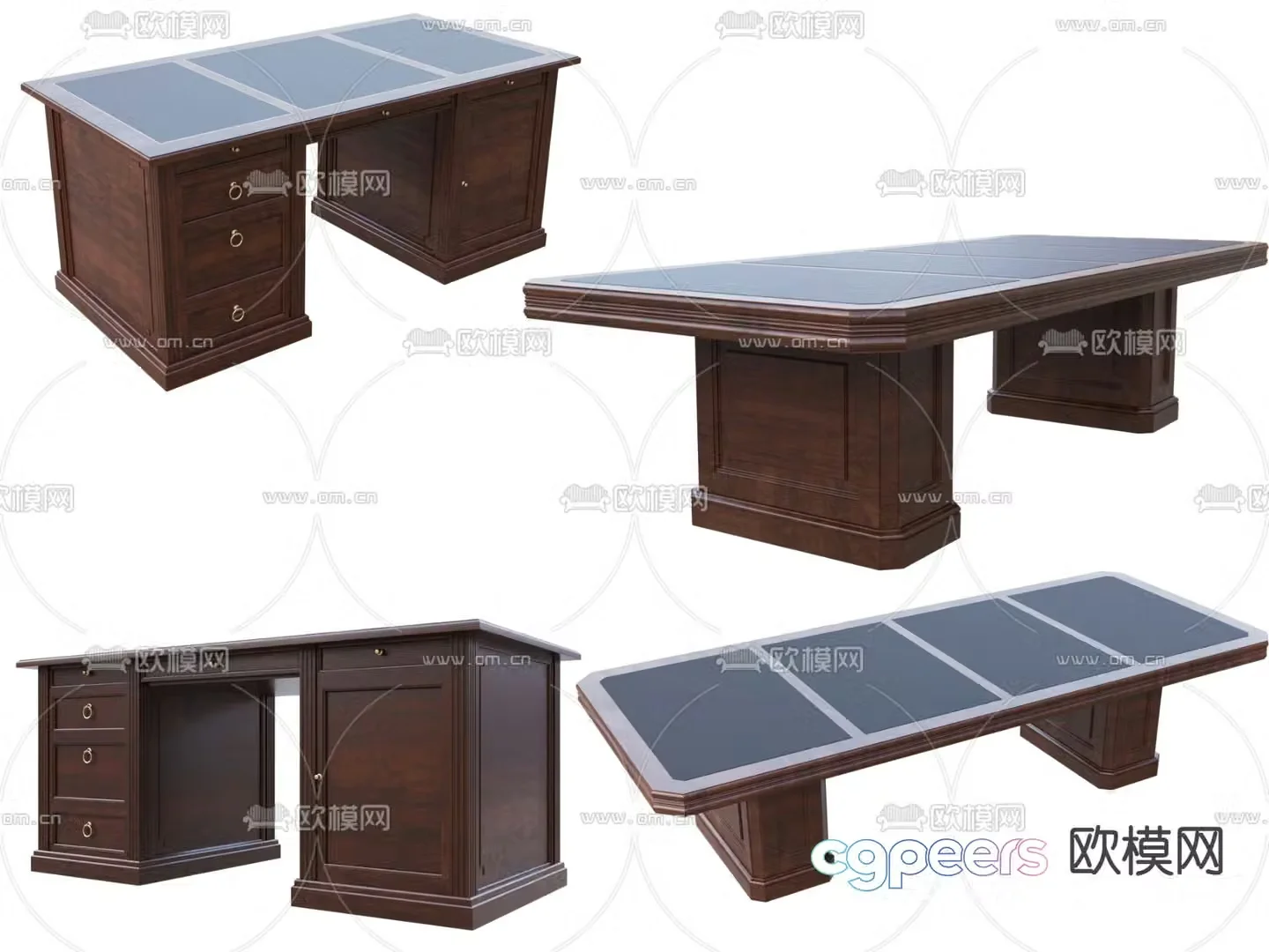 Desk table conference table combination 3d model