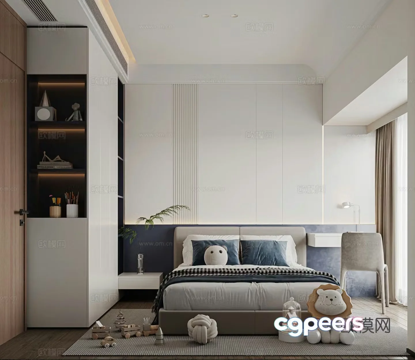 Modern kids room boys room 3d model