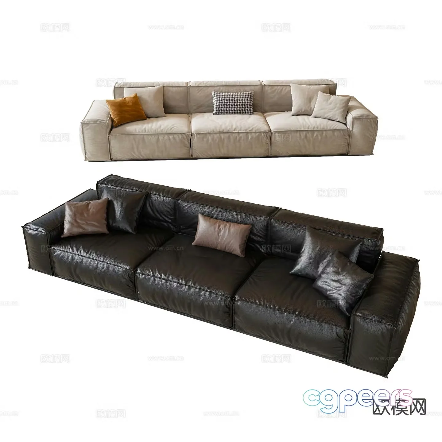 Modern three-seat sofa 3d model