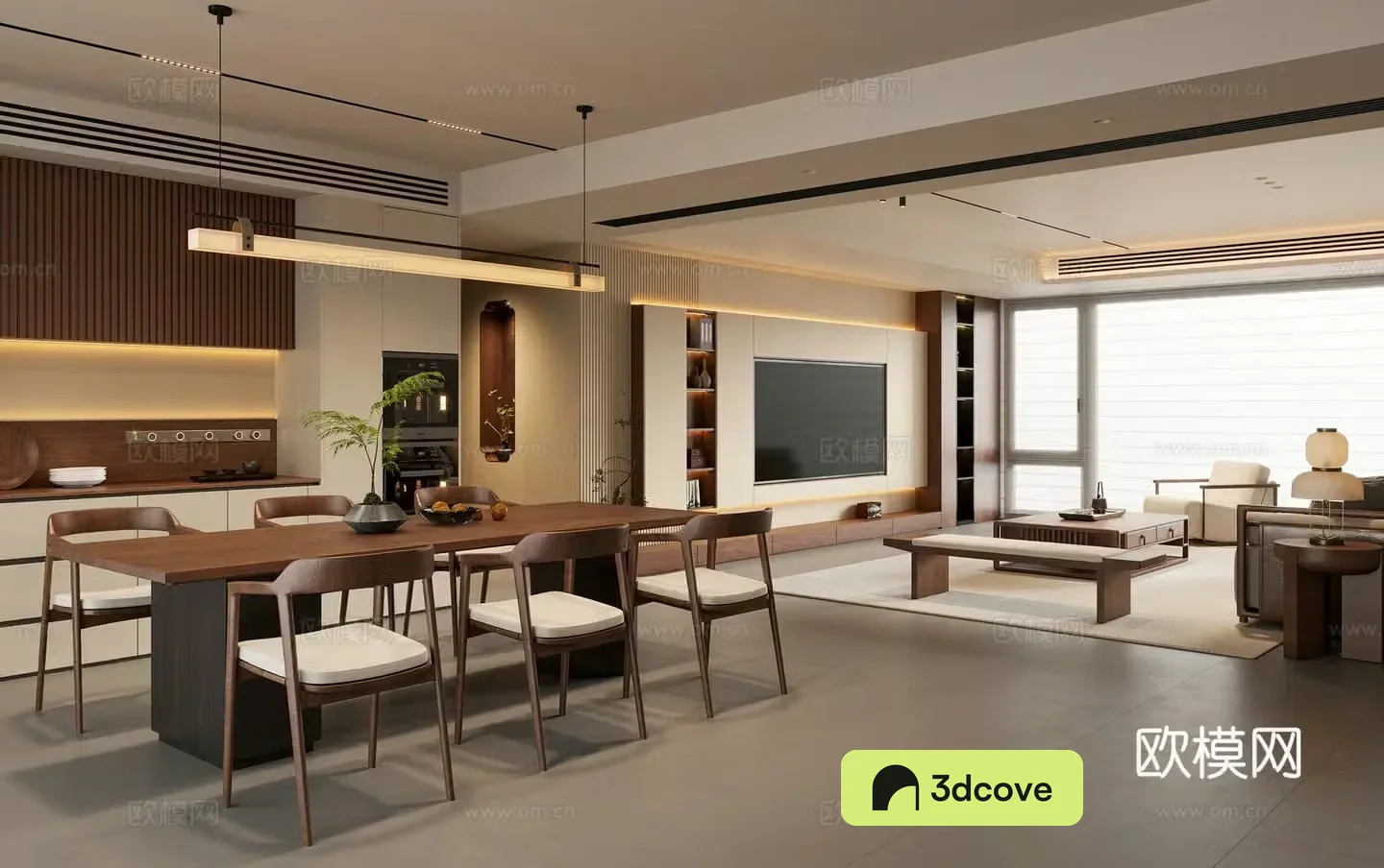 New Chinese style Chinese living room Song style living room Sofa coffee table combination TV cabinet Dining table chair