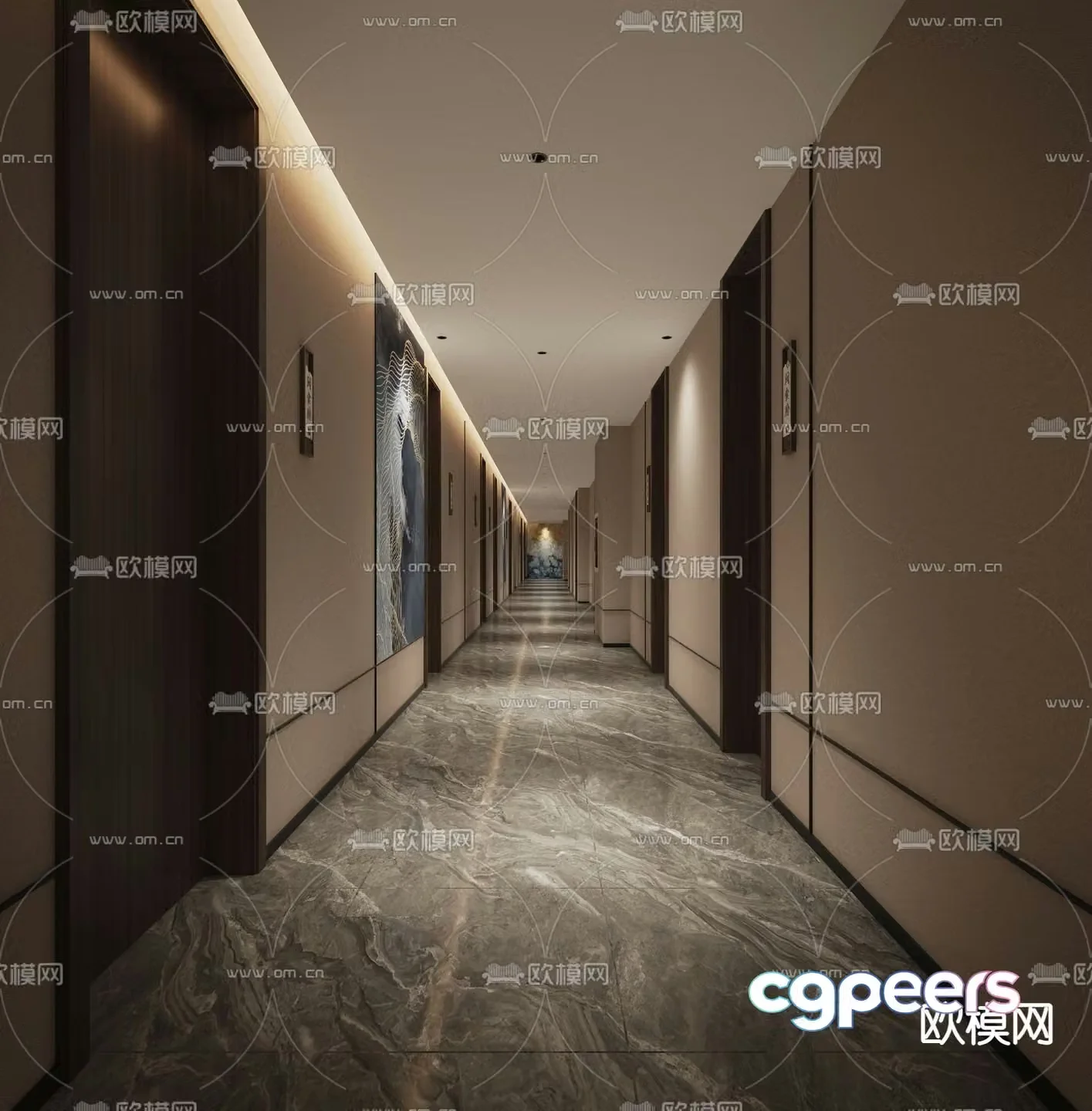 Modern Hallway 3D Model – 2681 – VRAY Render
