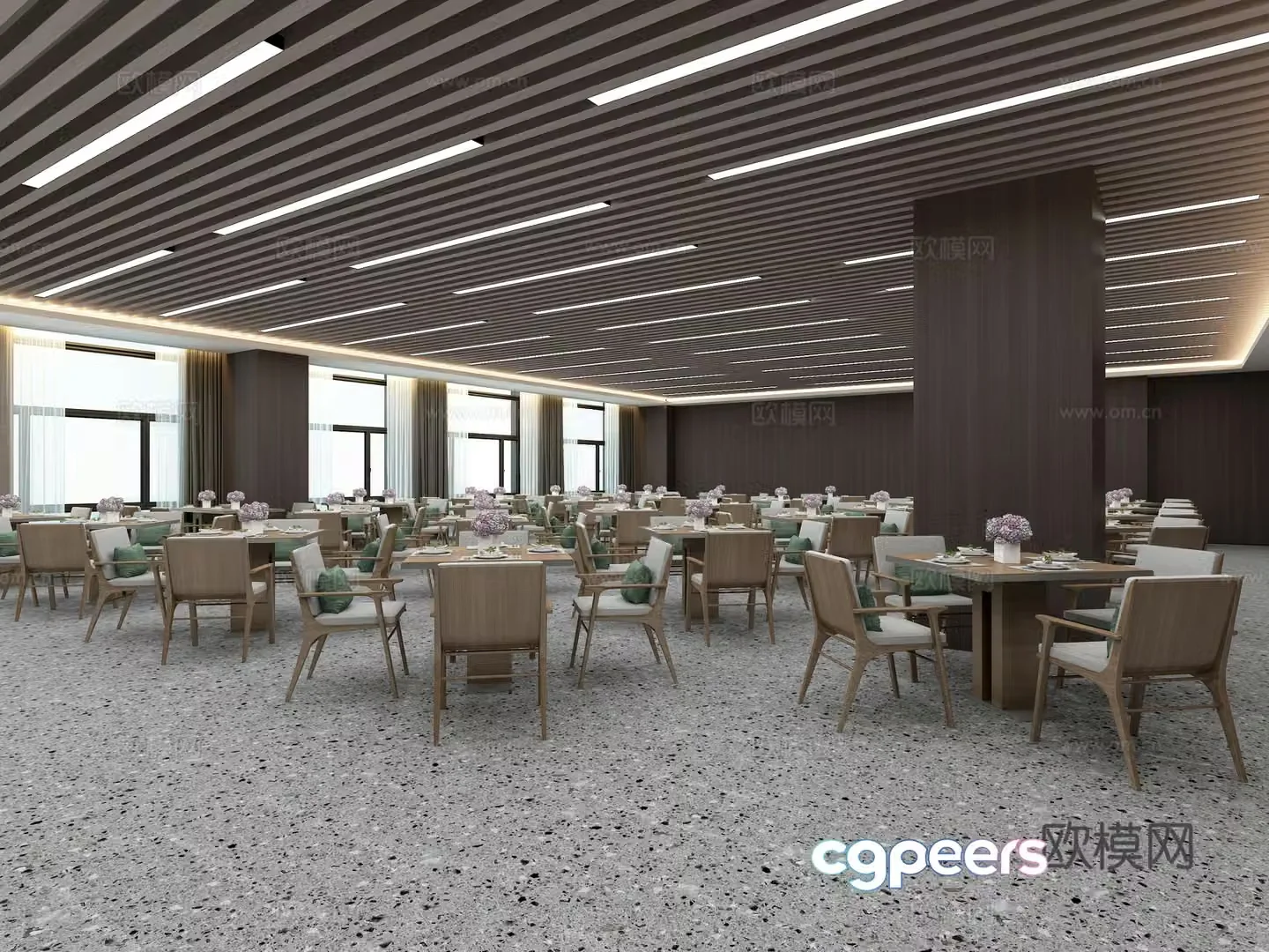 Modern canteen Modern employee staff canteen Modern public restaurant 3D model