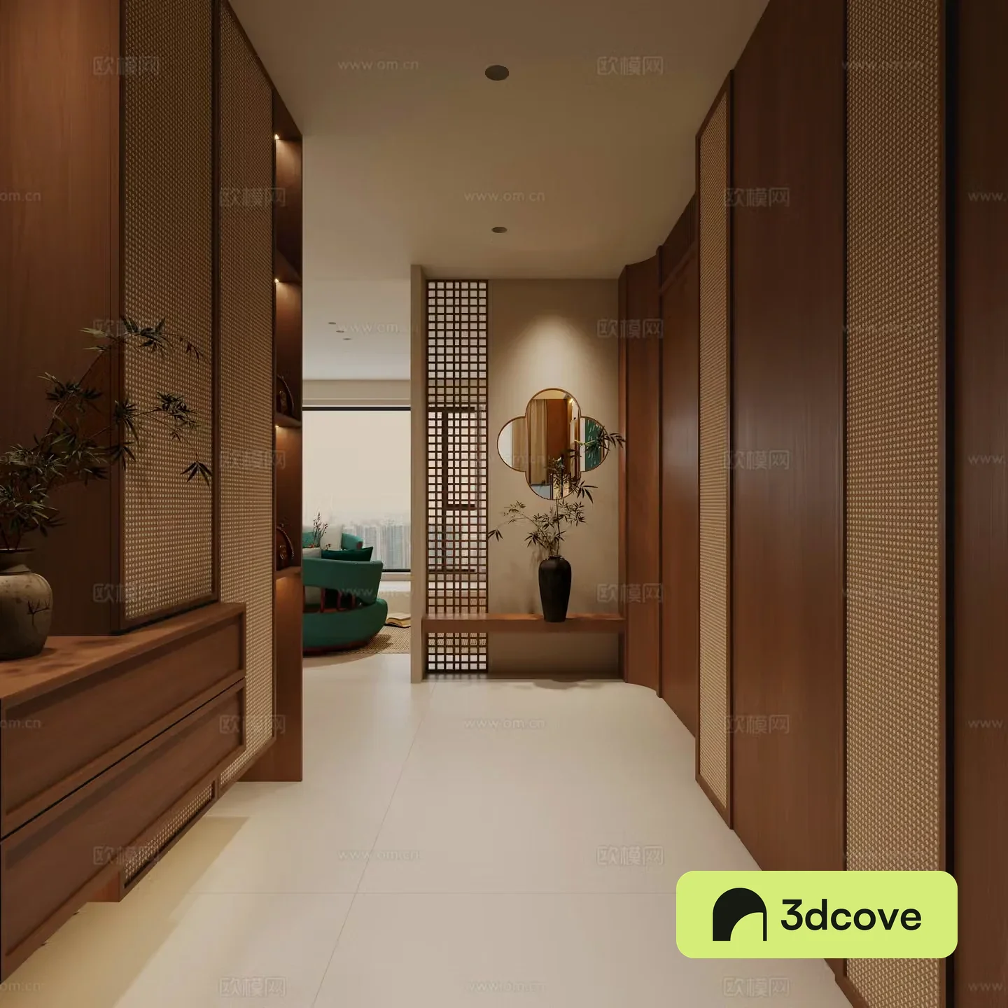 Song style entrance cabinet end viewing platform entrance door