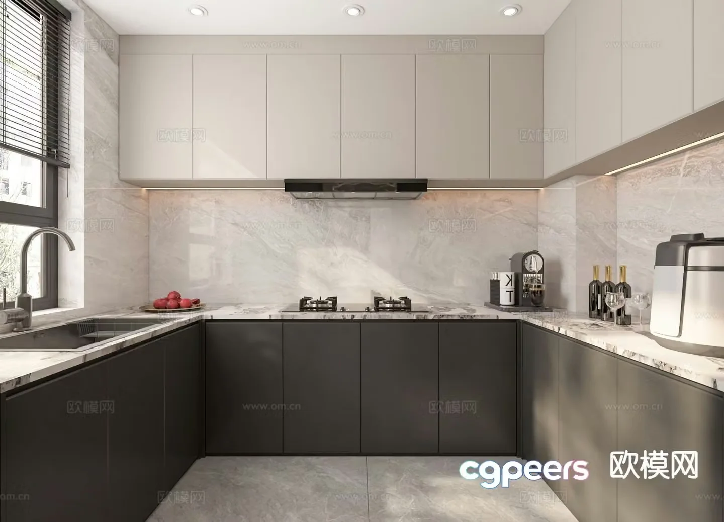 Dark style kitchen 3d model