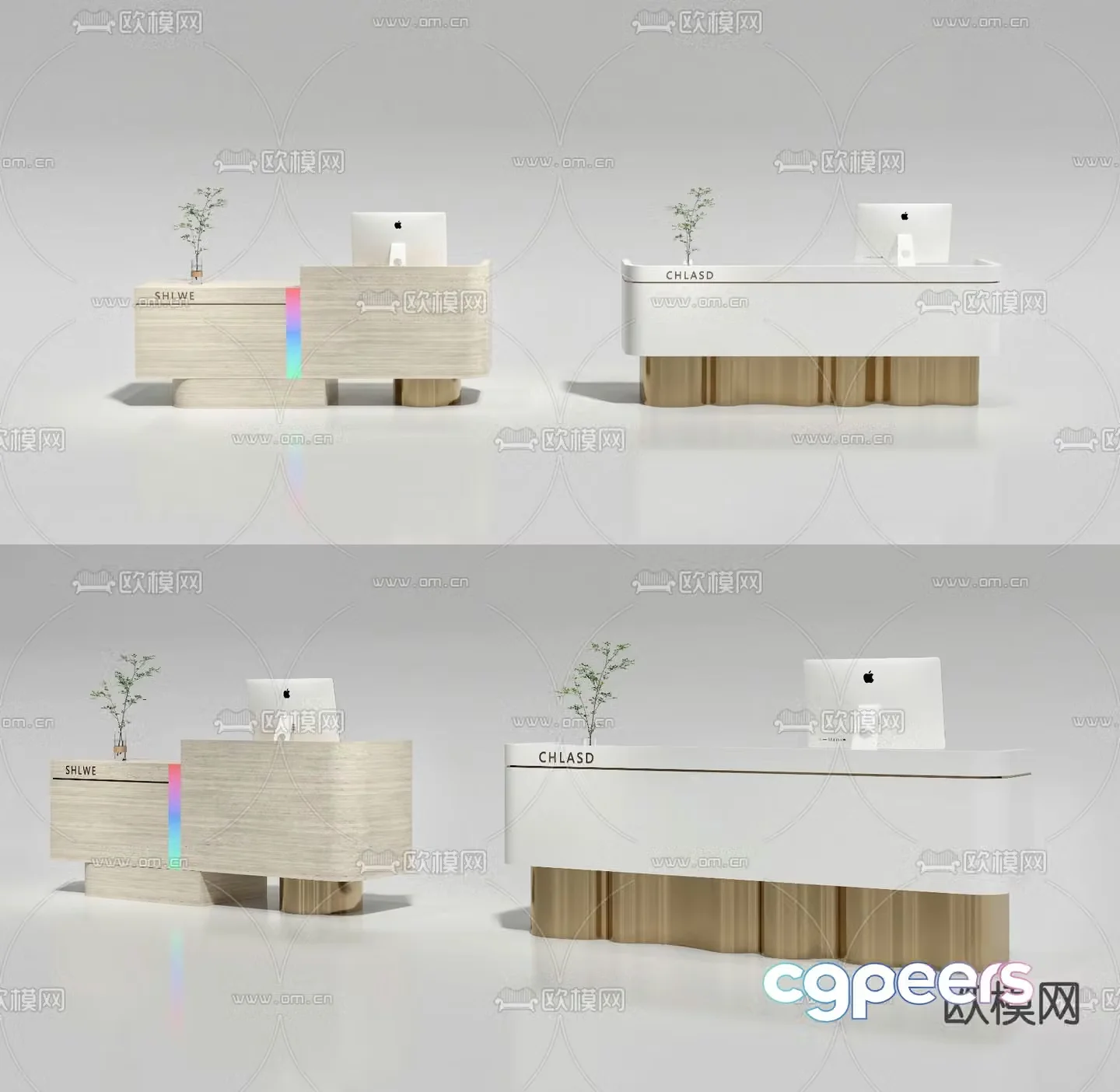 Modern front desk reception desk cashier 3d model