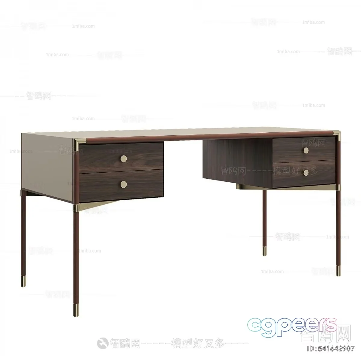 A Wooden Desk With Drawers 3D Model – 15727 – VRAY Render
