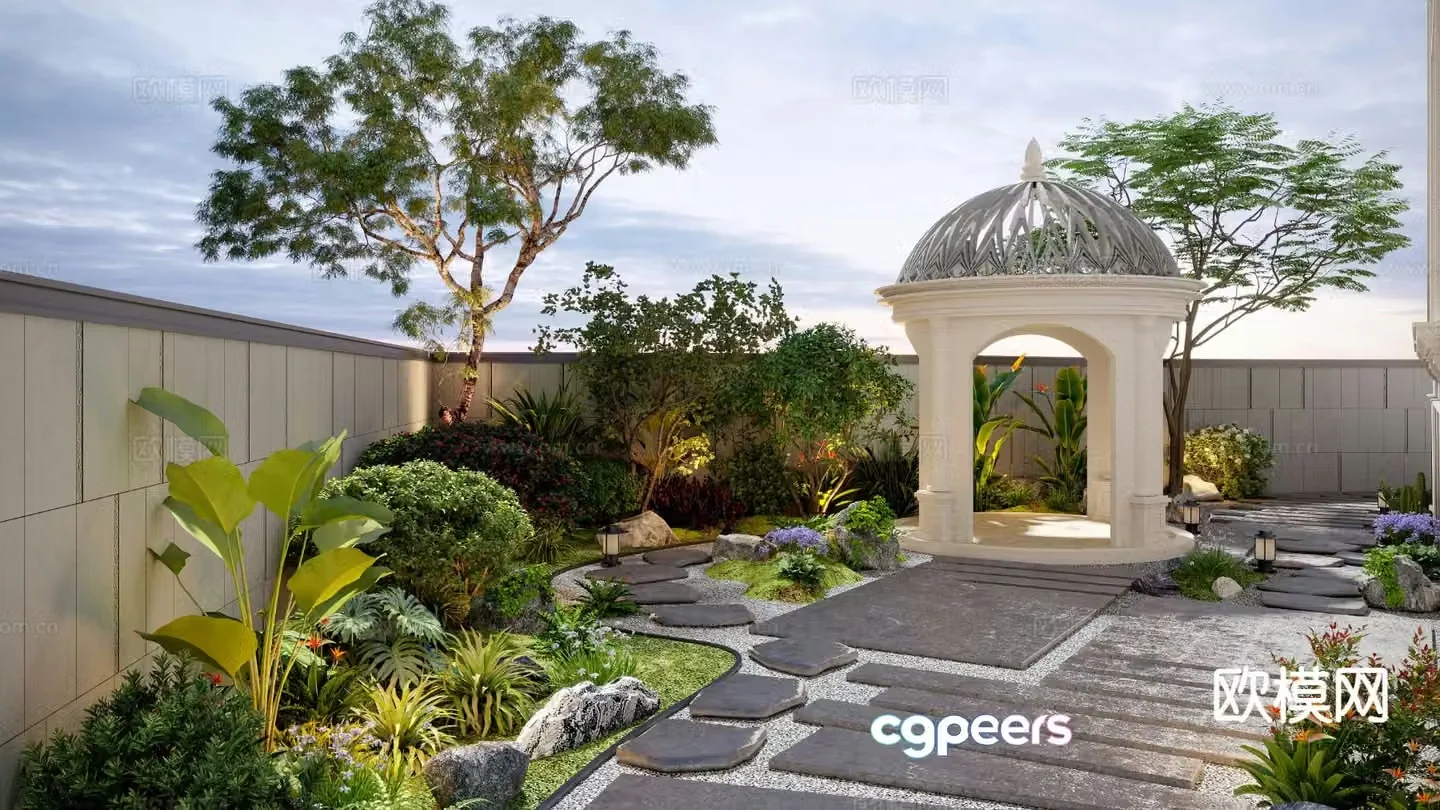 Modern courtyard garden courtyard landscape 3d model