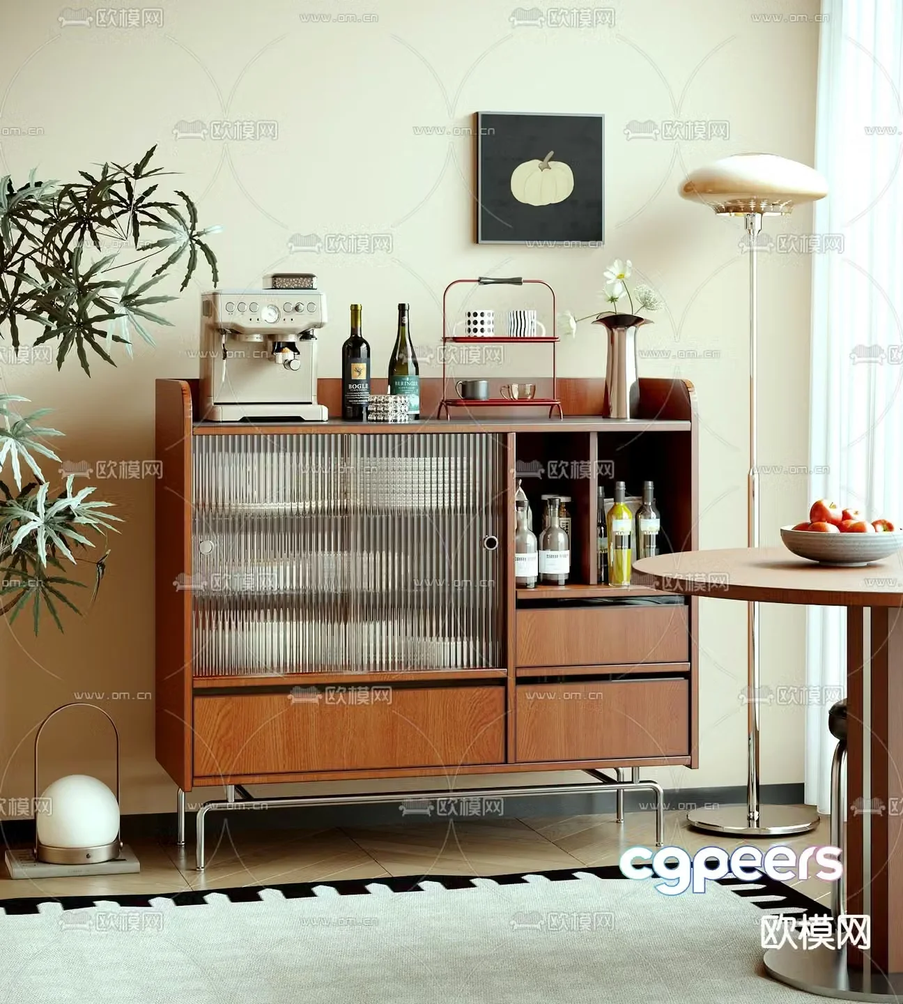 Medieval style sideboard 3d model