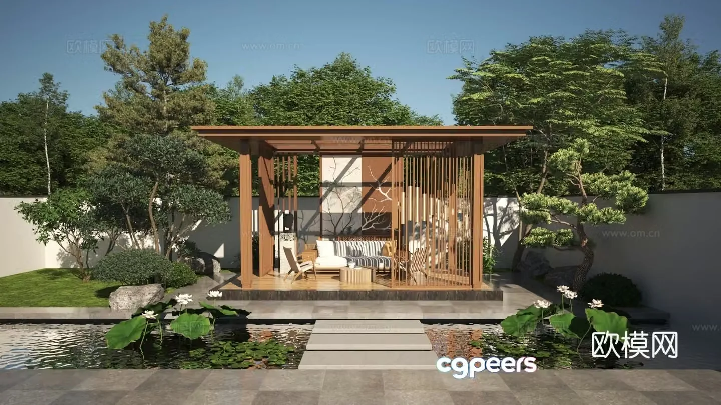 New Chinese style pavilion 3D model