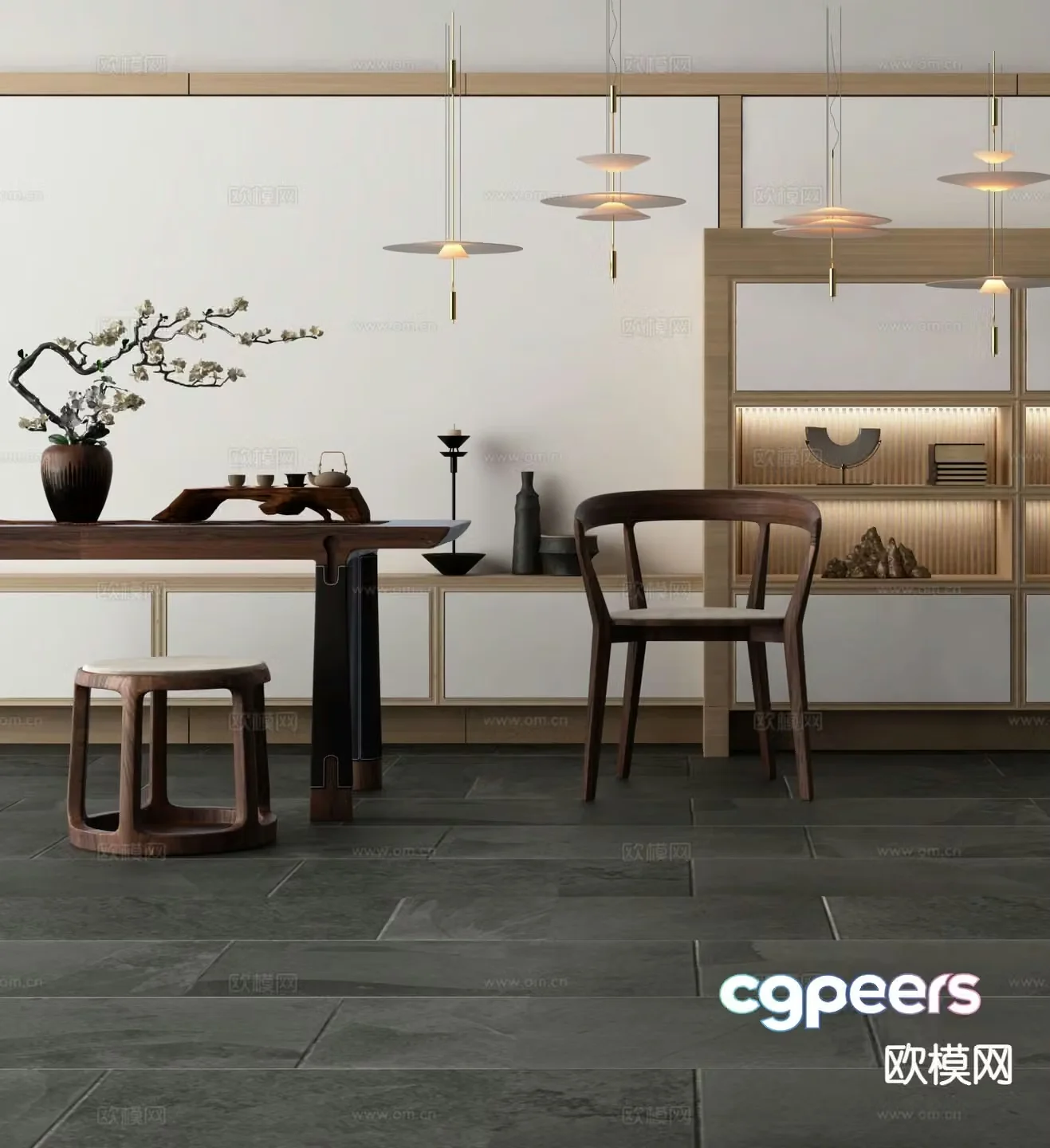 New Chinese style tea chair chair 3d model