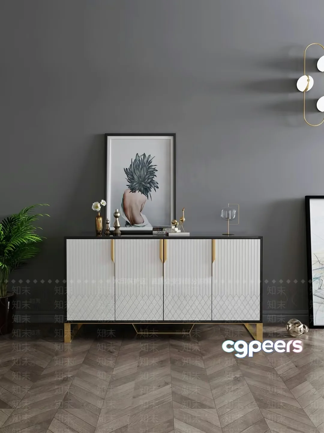 A Modern Sideboard 3D Model – 16221 – VRAY Render