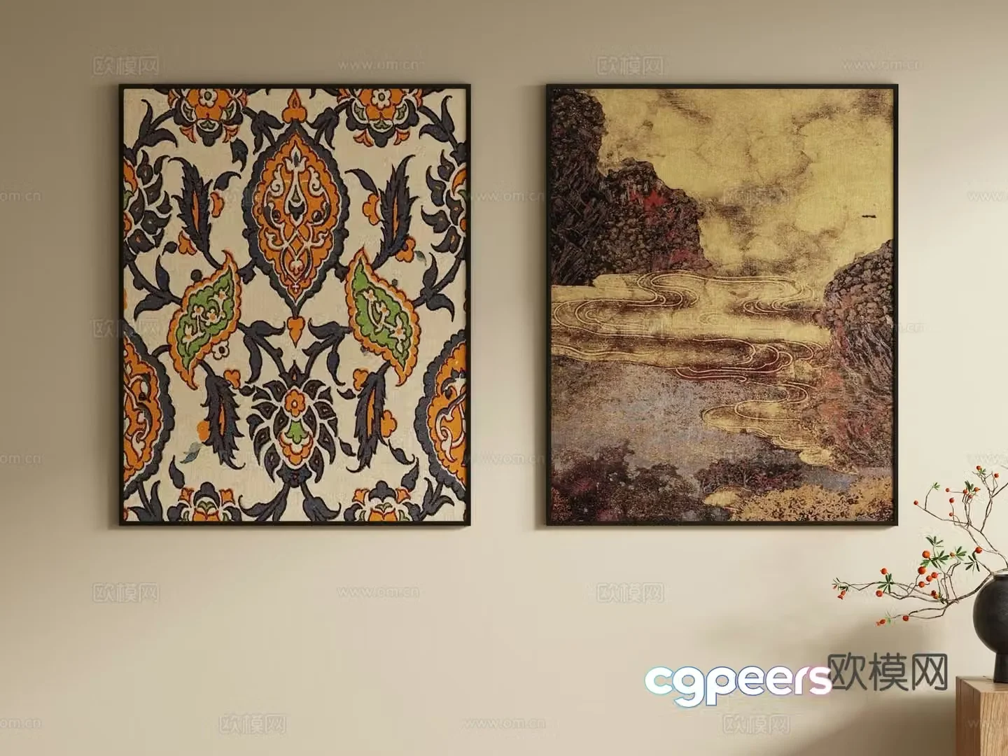 Middle-aged decorative painting Art painting Hanging painting 3D model