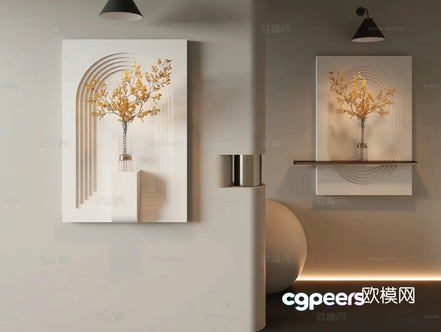 Modern decorative painting physical painting plant hanging painting 3D model