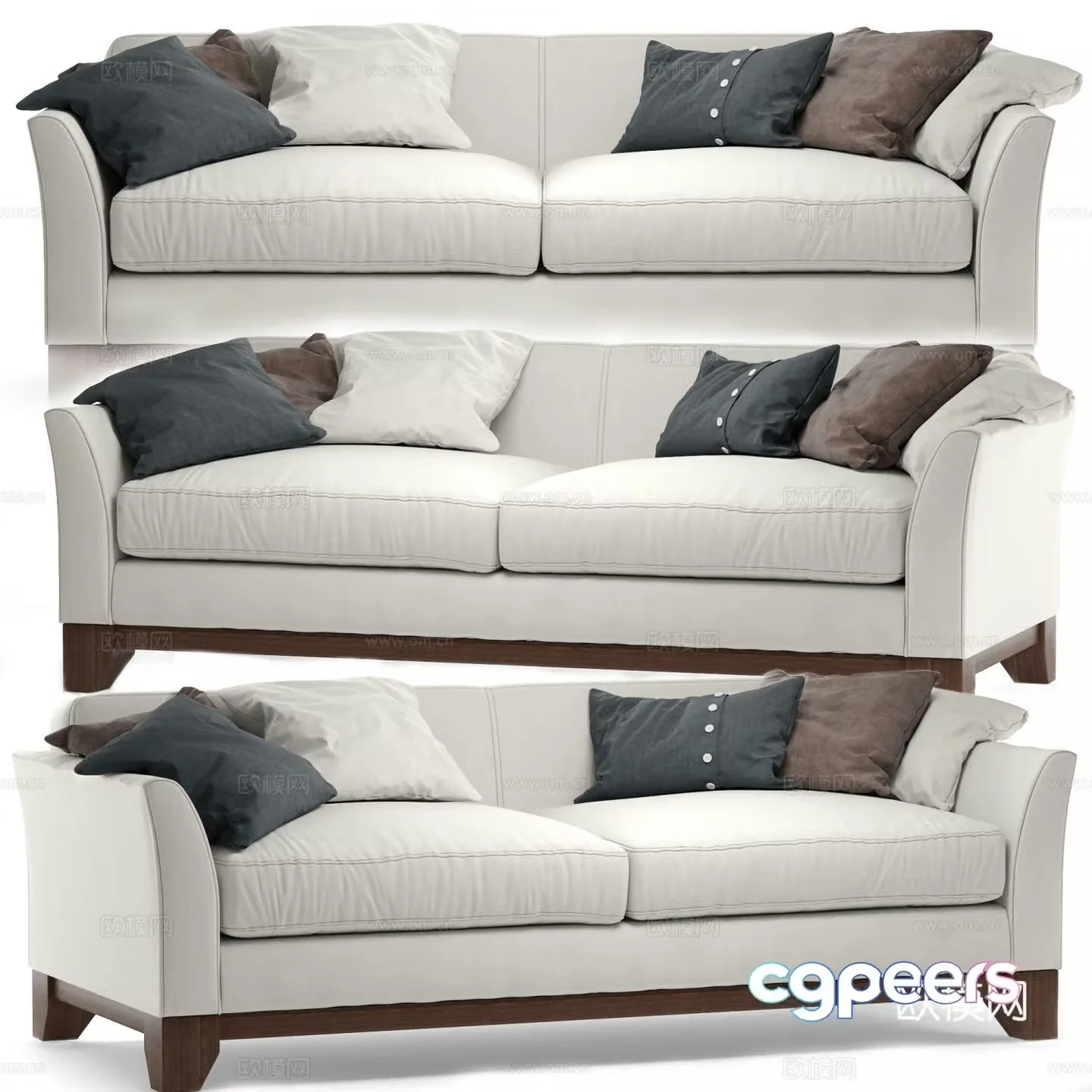 Greenwich modern love seat 3d model