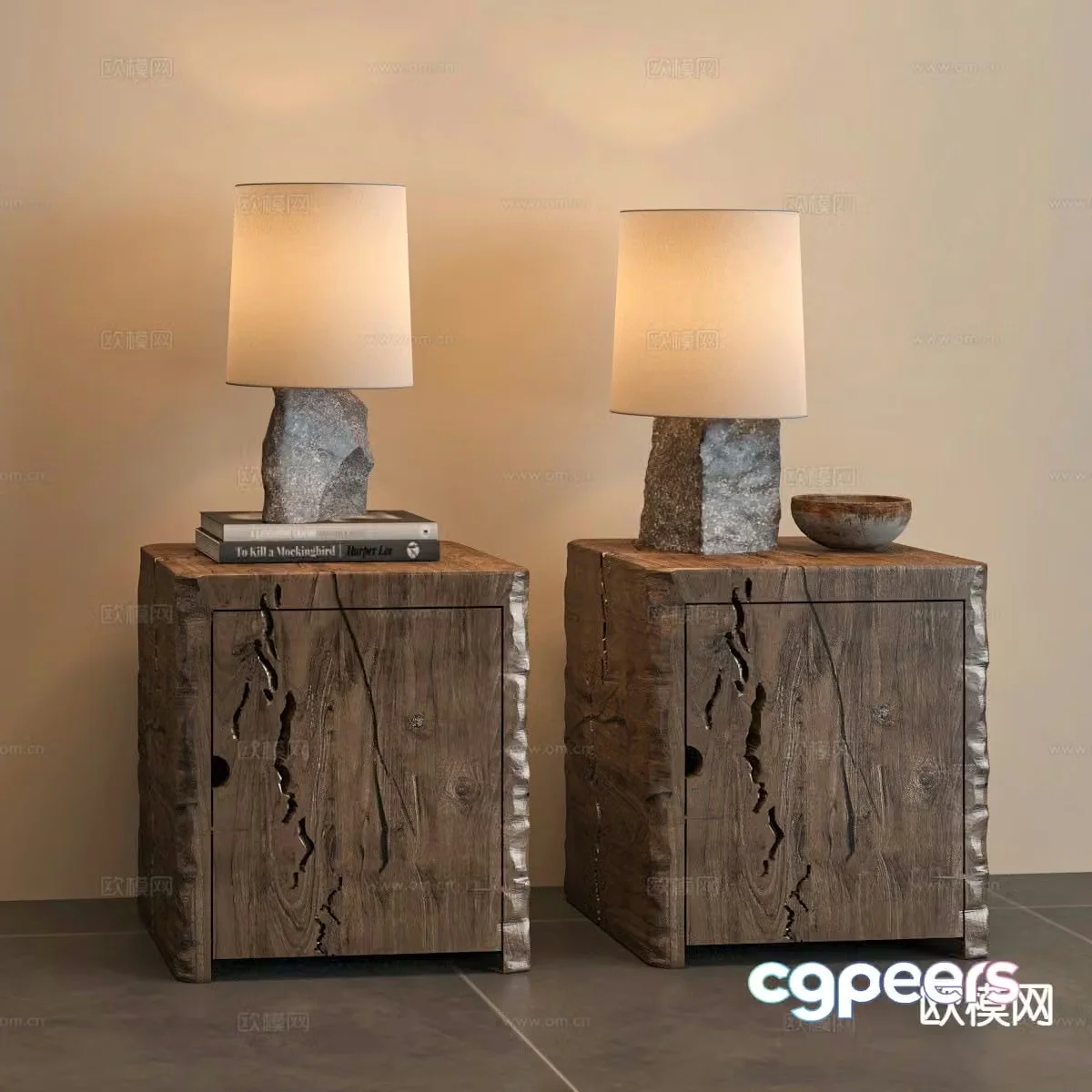wabi-sabi bedside table 3d model