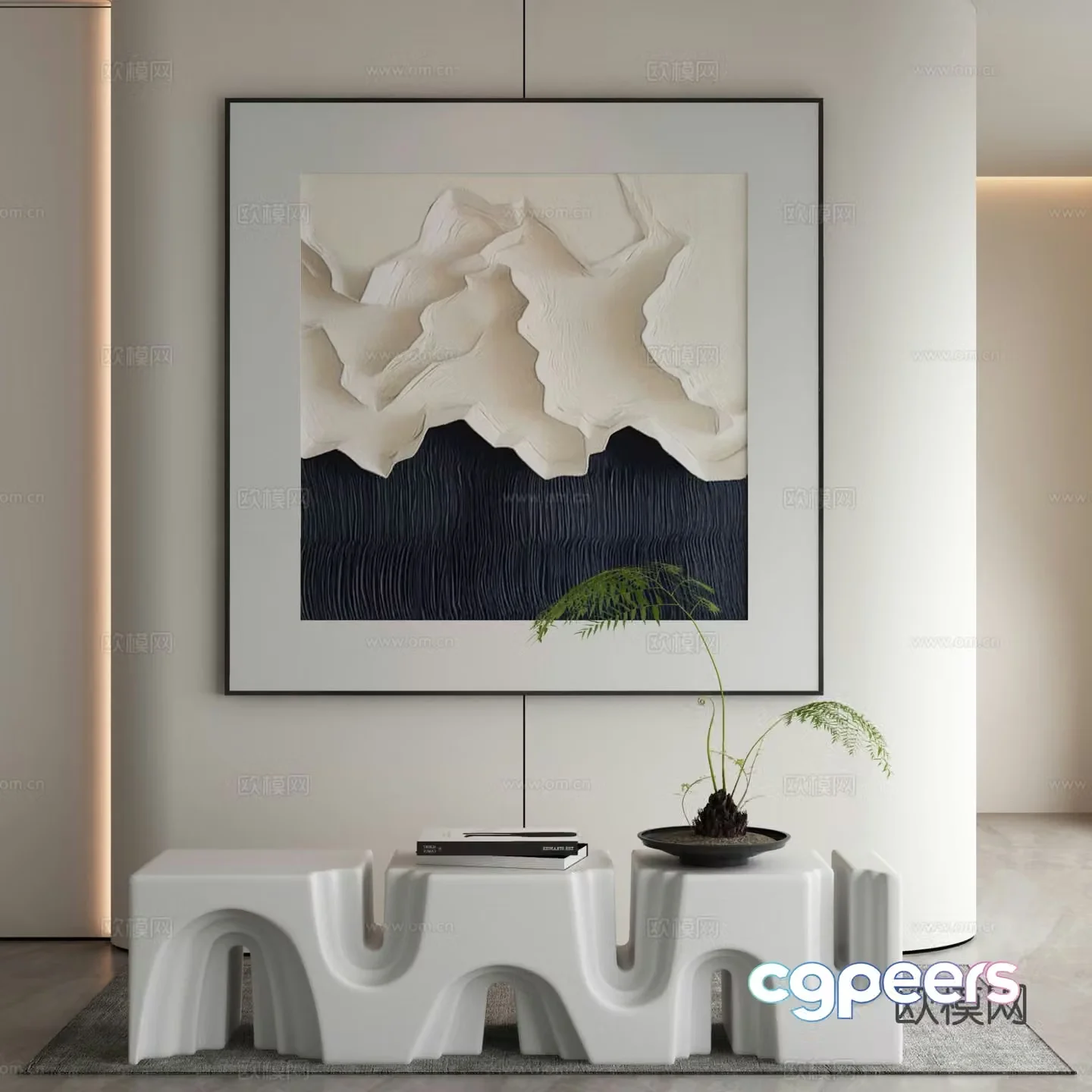 Modern texture painting decorative painting 3d model