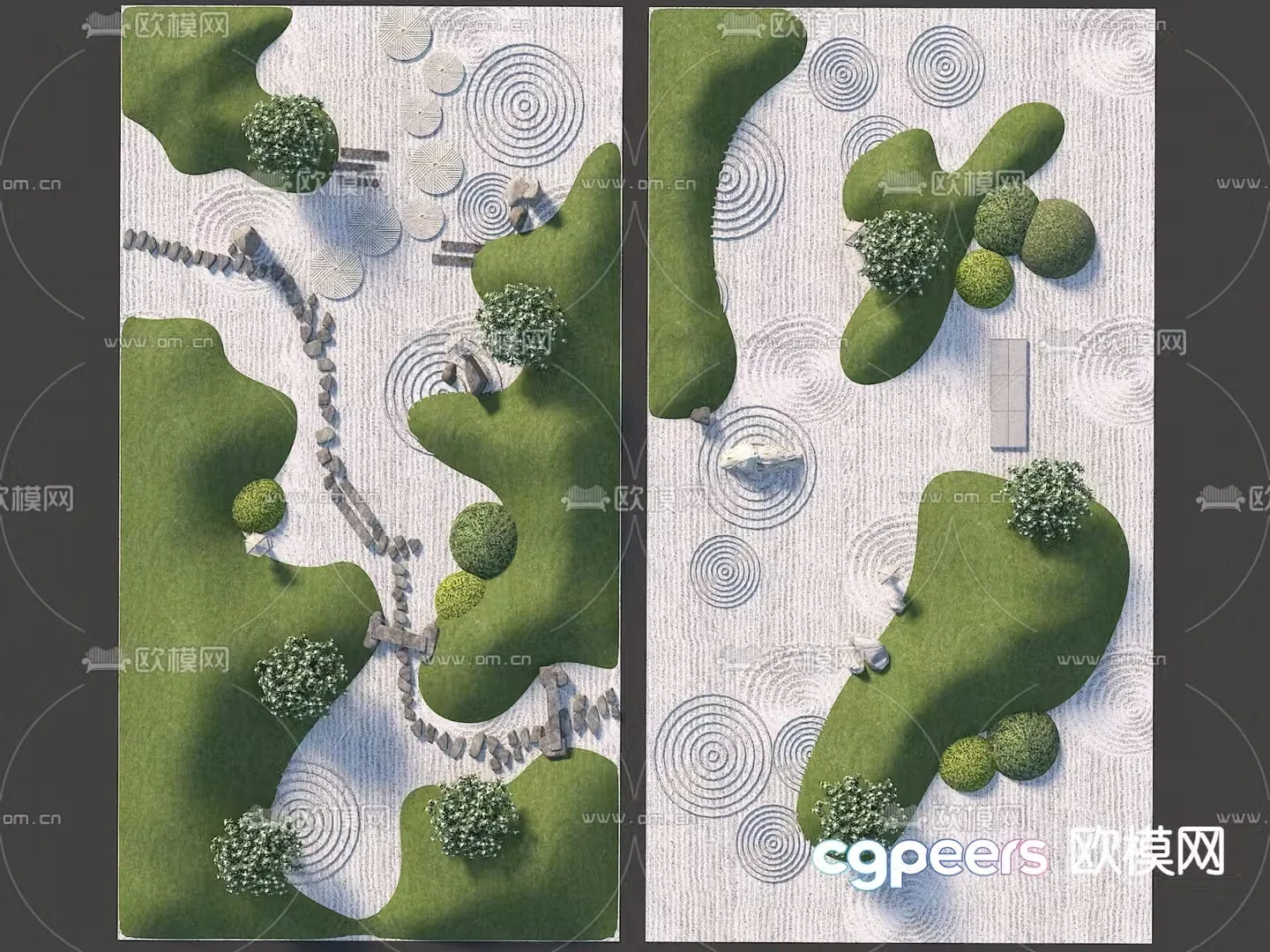 New Chinese dry landscape micro-terrain Zen landscape 3D model