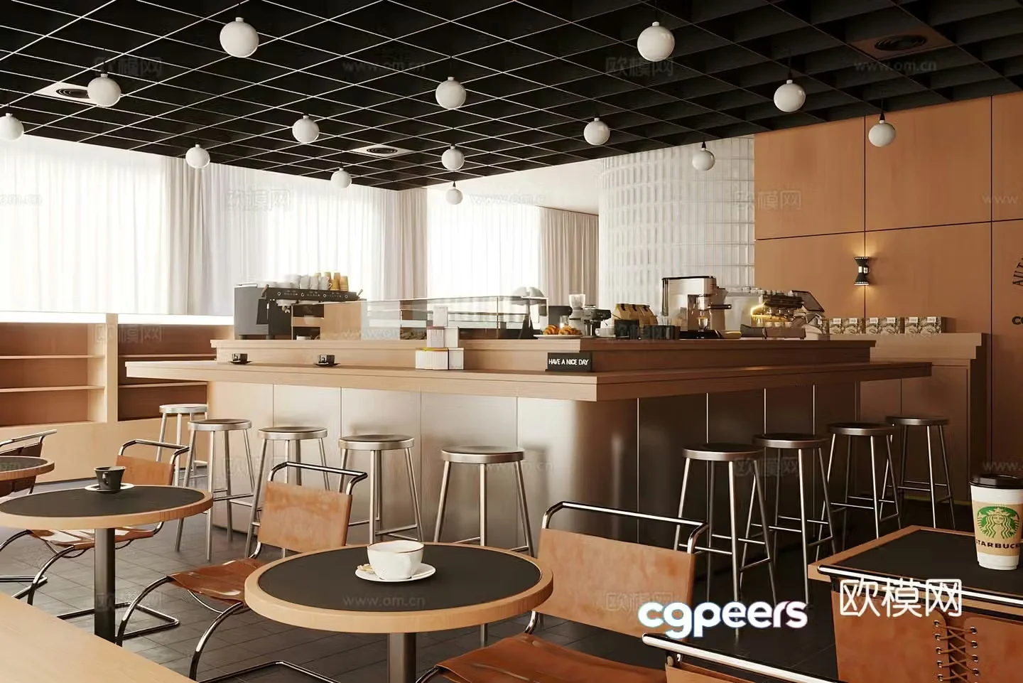Industrial style coffee shop milk tea shop 3d model