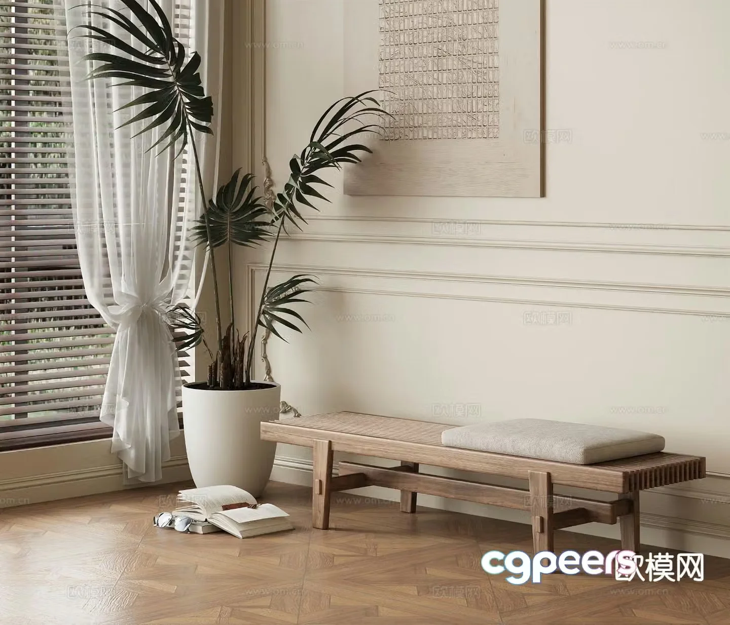 wabi-sabi stool bench wooden bench bench 3d model
