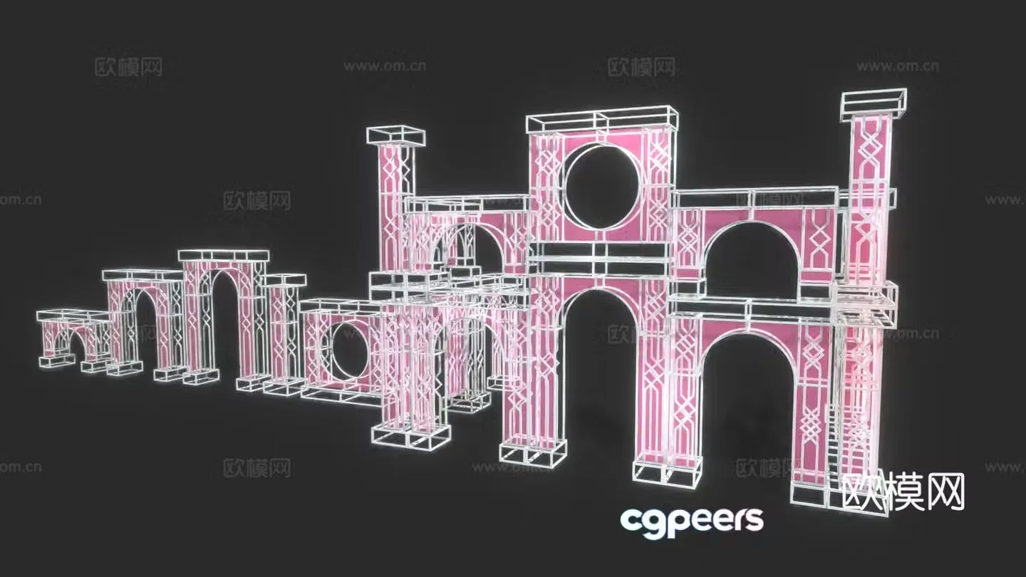 Modern interactive device Beautiful exhibition device Neon lights Beautiful exhibition indoor art device Internet celebrity check-in point 3D model