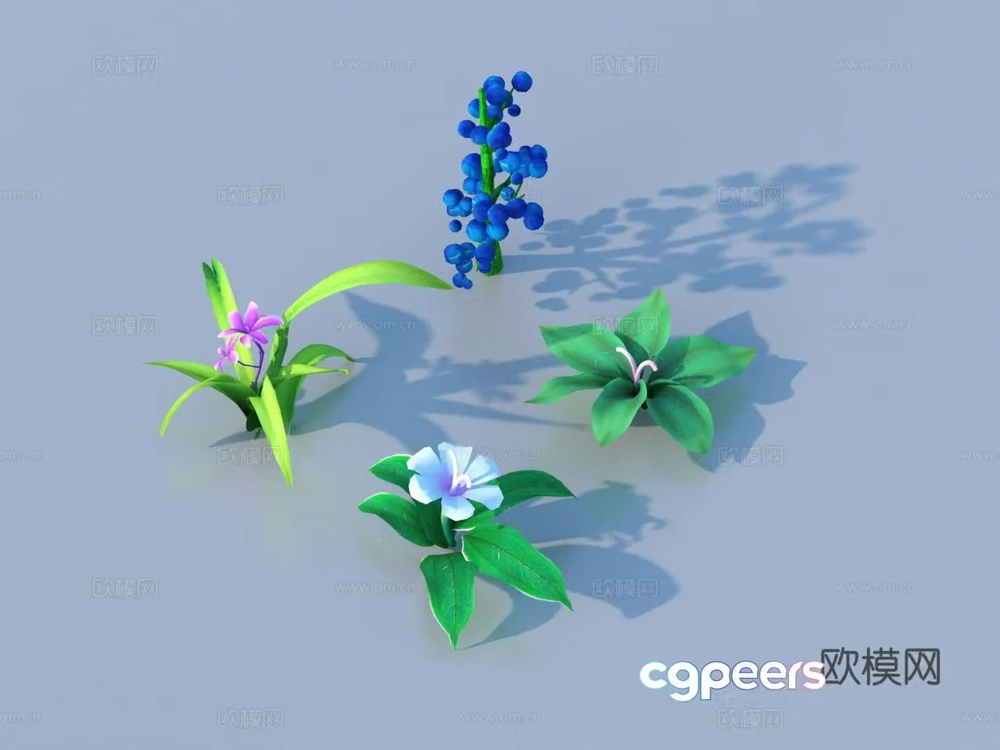 Cartoon Plants Shrub Flowers and Plants 3d Model