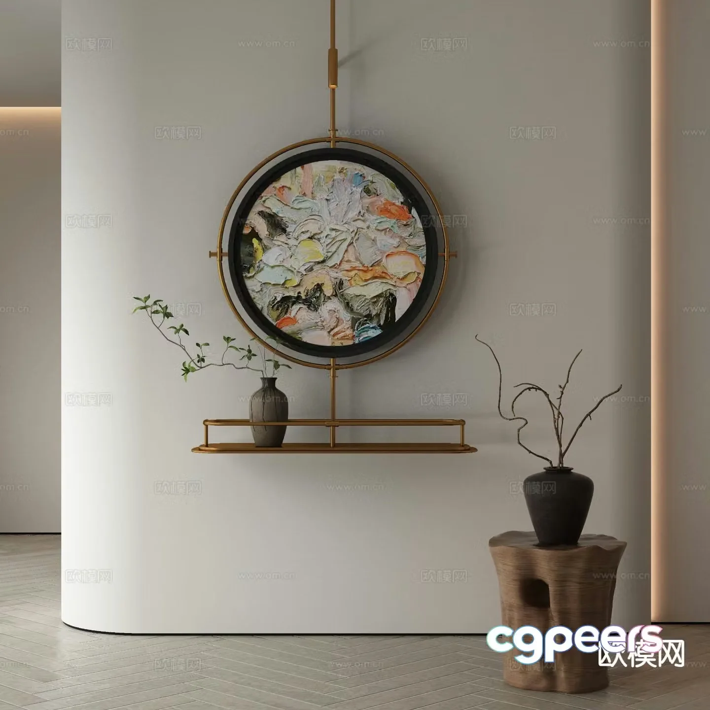 New Chinese style art painting decorative painting 3d model