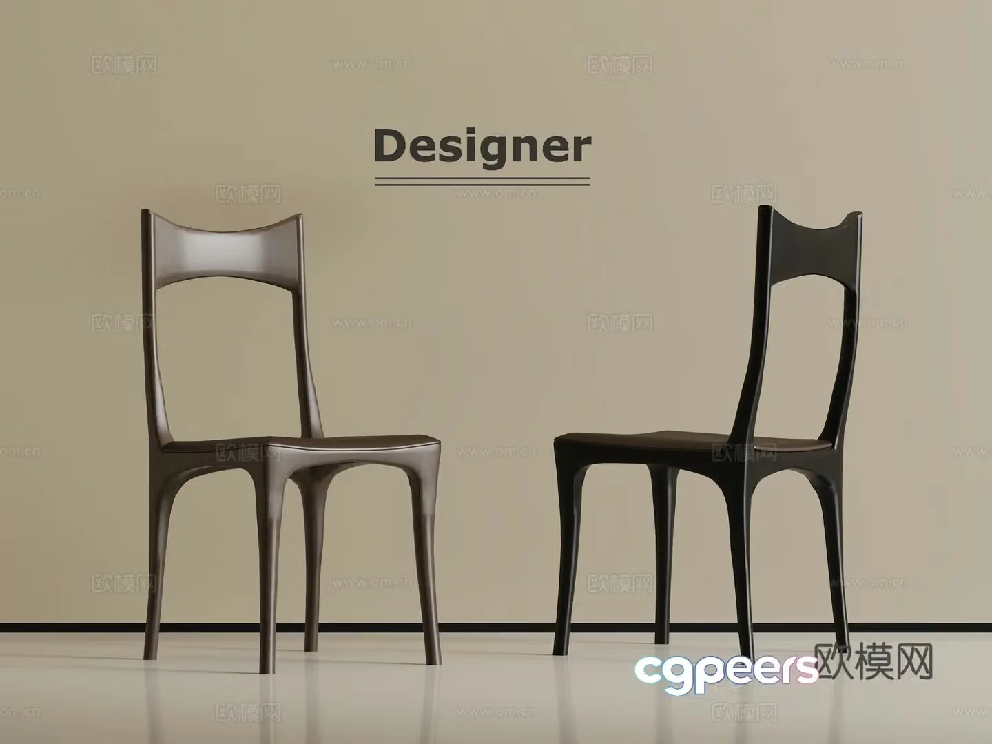 New Chinese style single chair dining chair 3D model