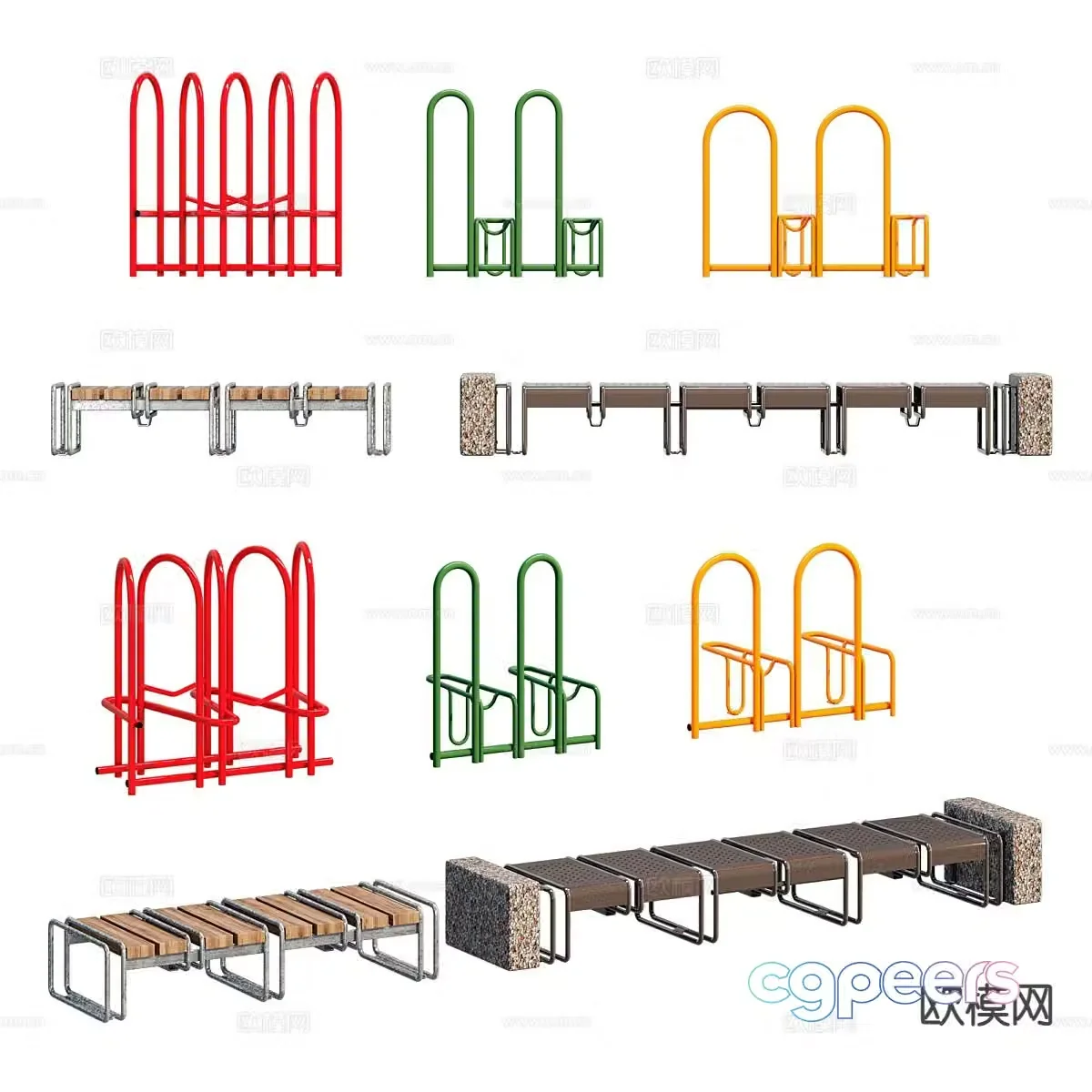 Modern outdoor equipment public chair 3d model