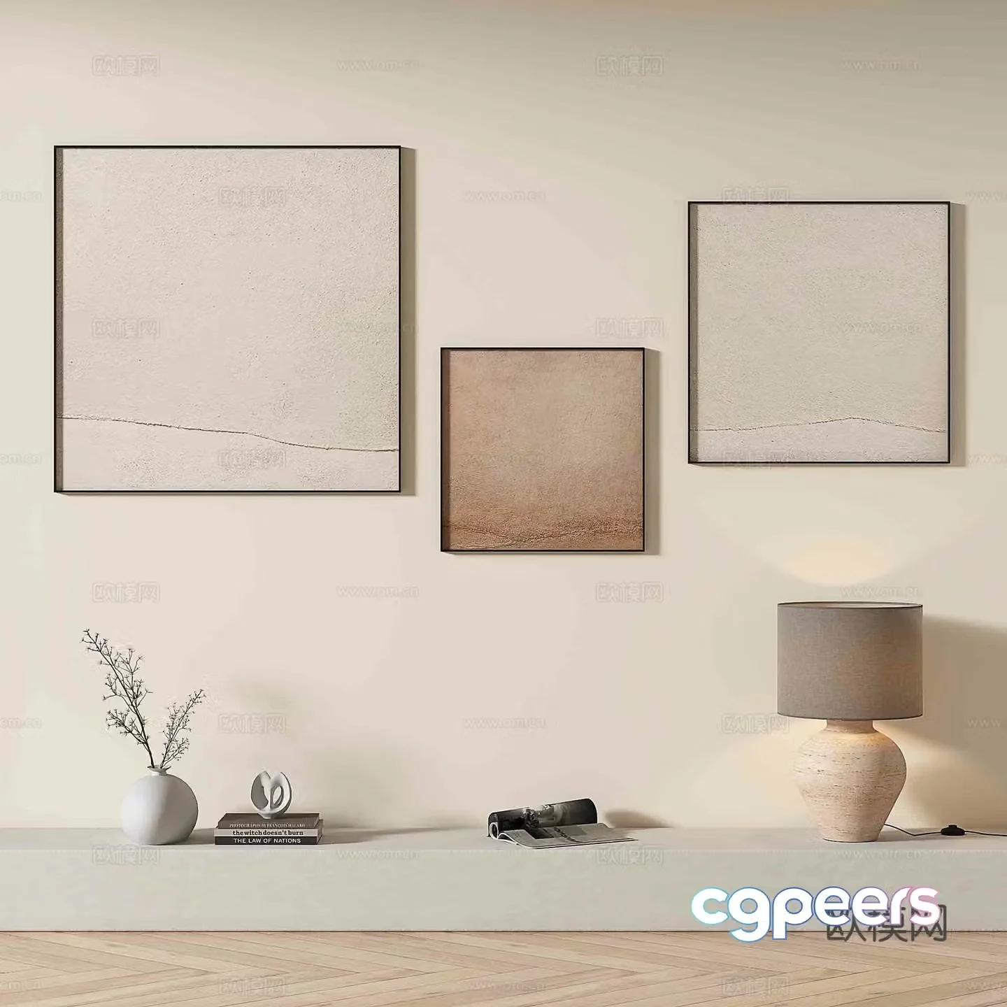 Modern texture painting decorative painting 3d model