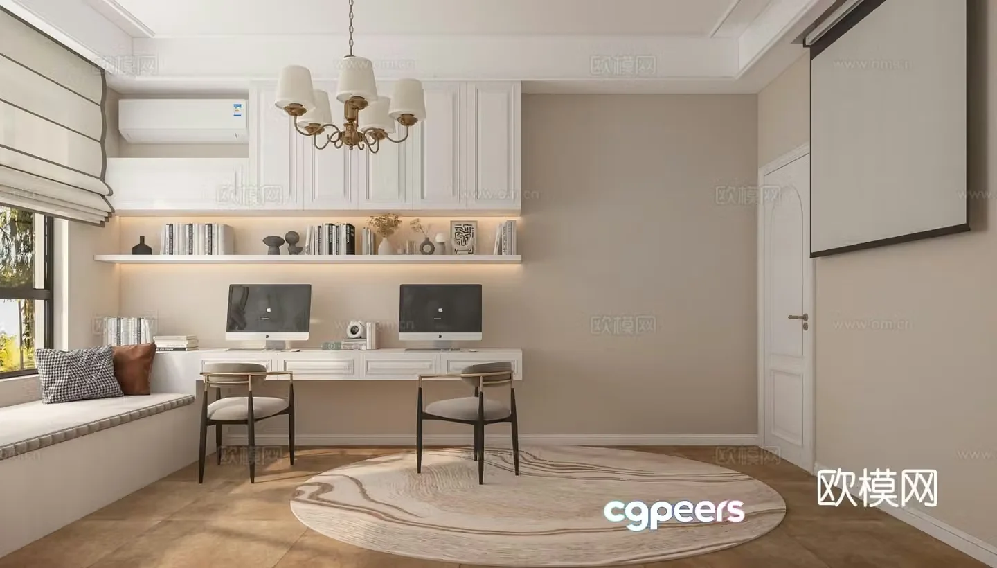 American study room 3D model