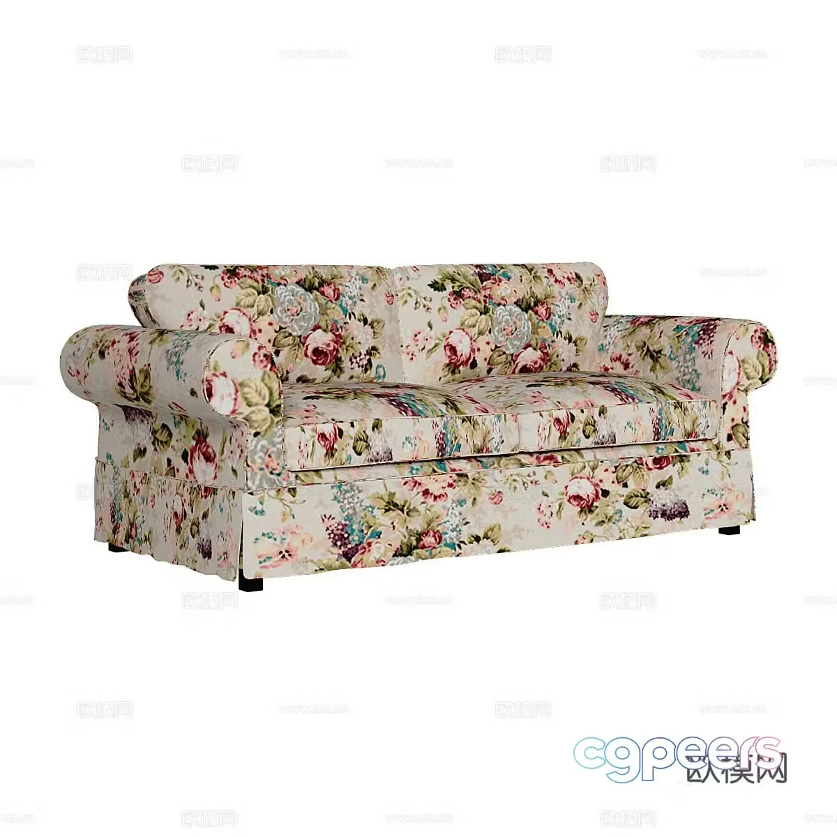 American double sofa 3d model