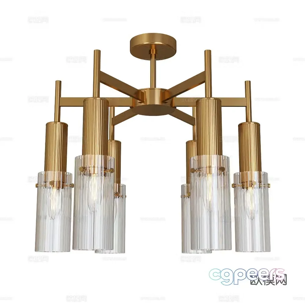 Light luxury multi-head chandelier 3D model