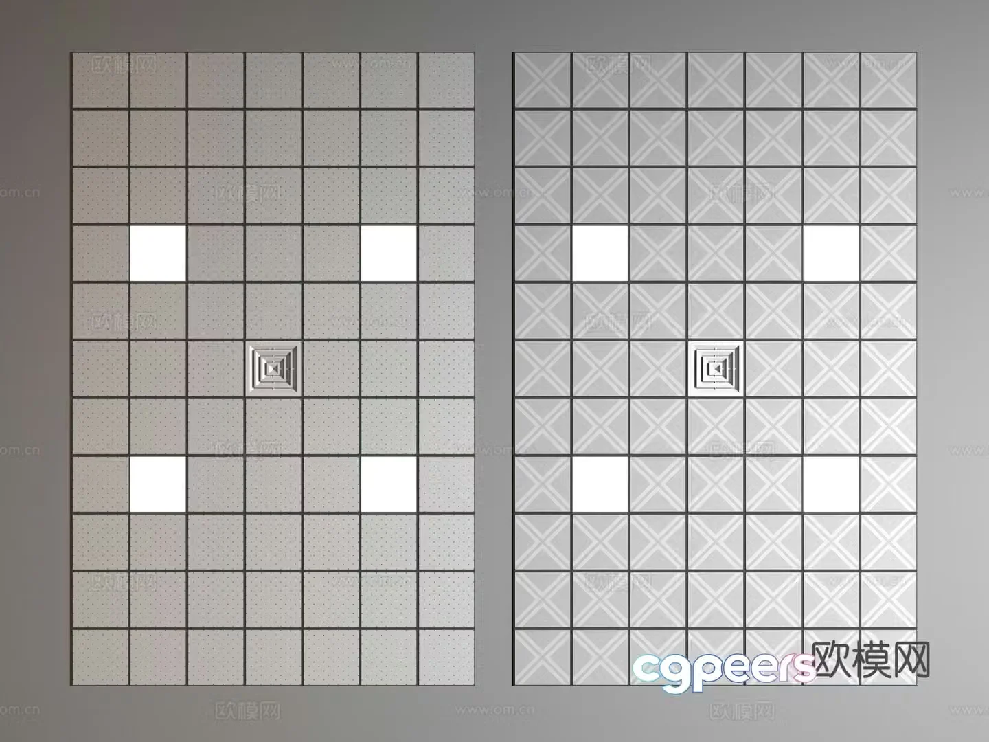 Modern aluminum buckle ceiling 3D model