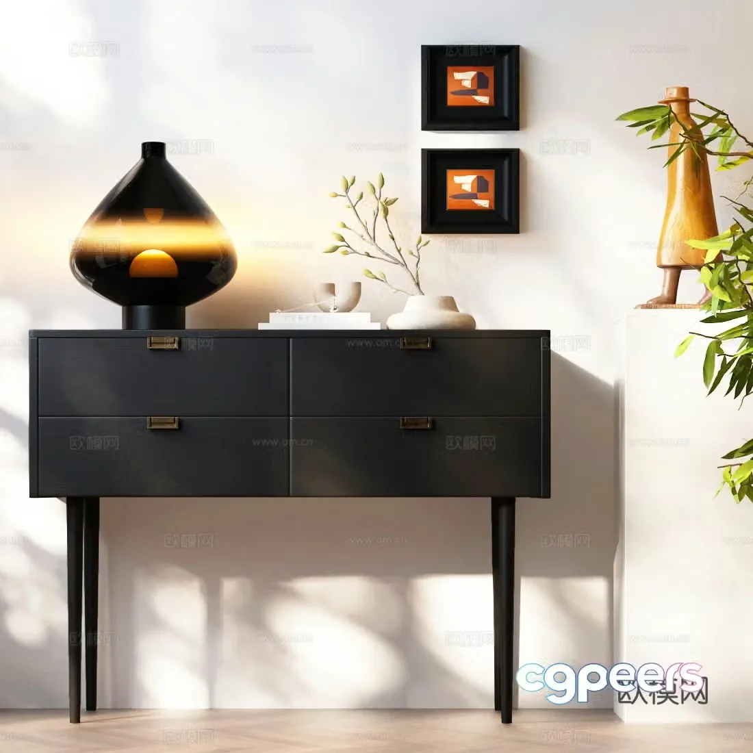 Modern Italian porch cabinet Italian side cabinet Italian decorative cabinet Modern desk lamp Jewelry ornaments 3D model