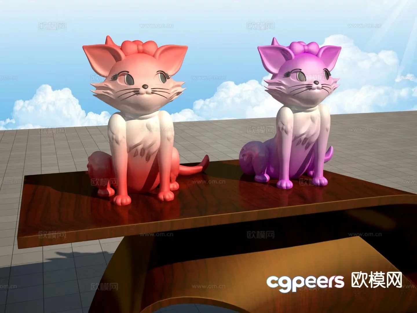 Cartoon Cat Trendy Toy Sculpture Doll Cartoon Ornament 3D Model
