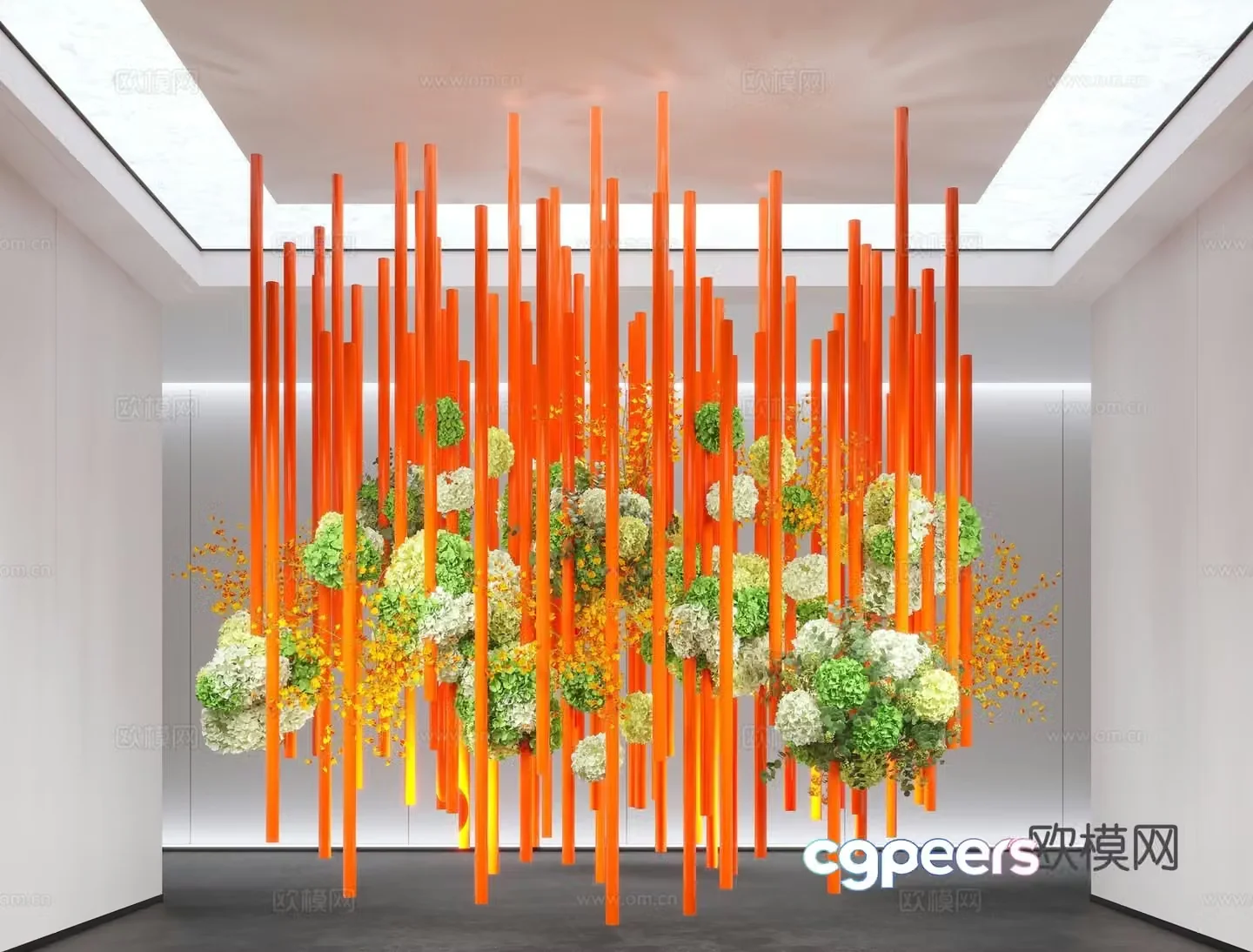 Indoor landscaping plant installation 3d model