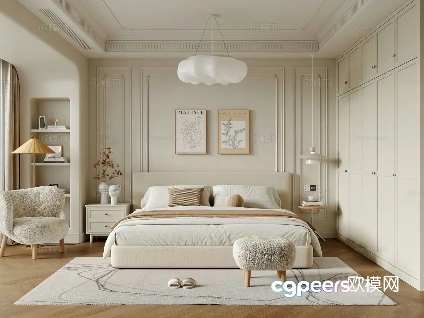 Cream style bedroom master bedroom 3d model