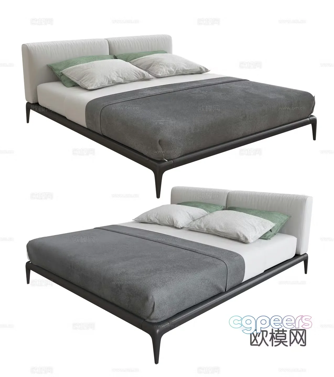 Modern double bed 3d model