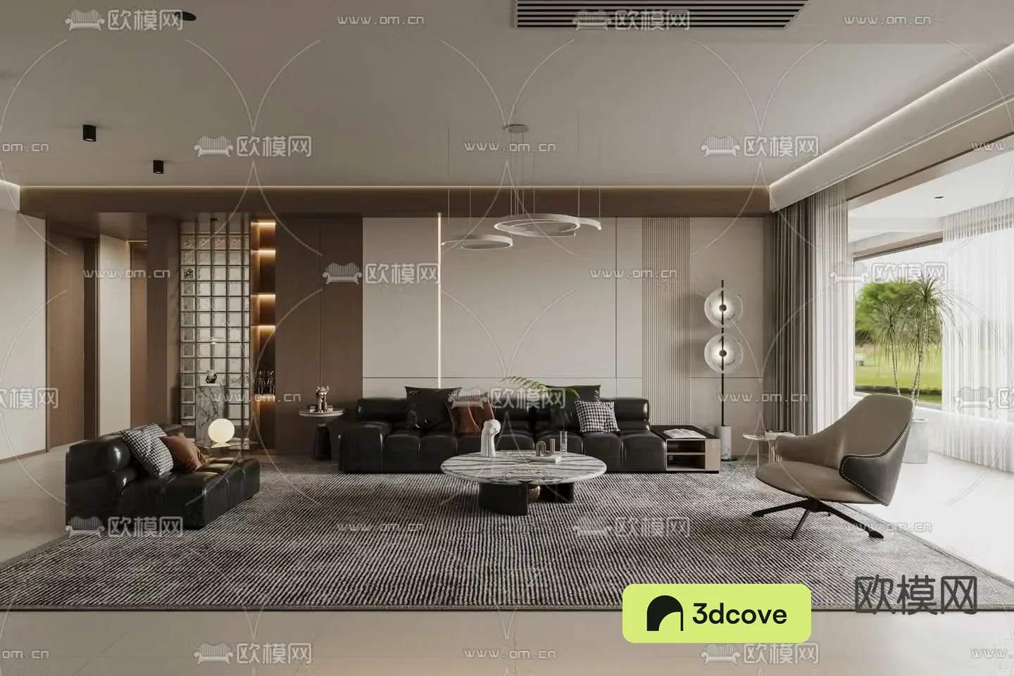Modern living and dining room