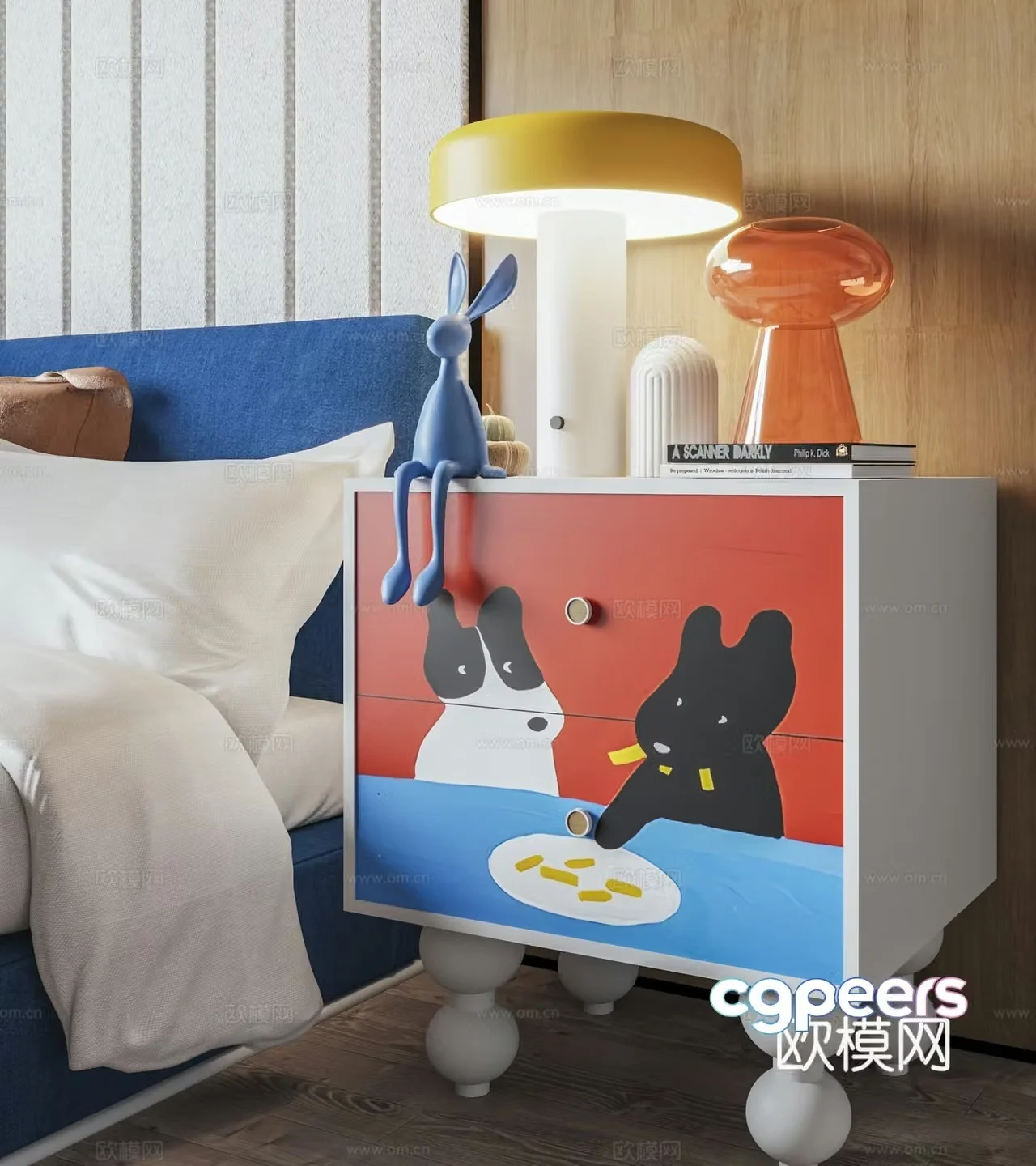 Modern bedside table 3d model