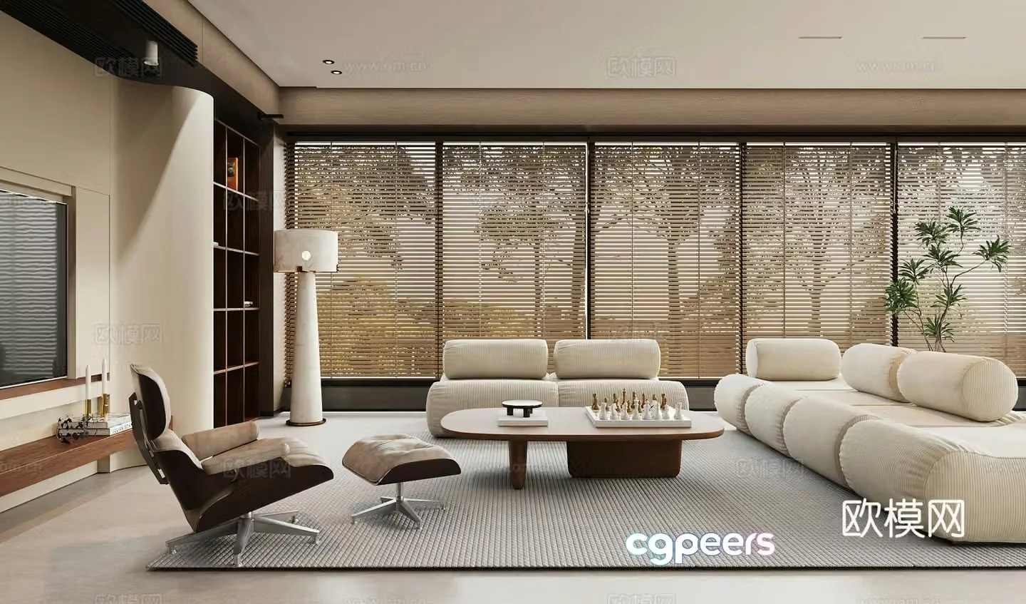New Chinese-style home living room large living room sofa and coffee table combination viewing living room 3D model