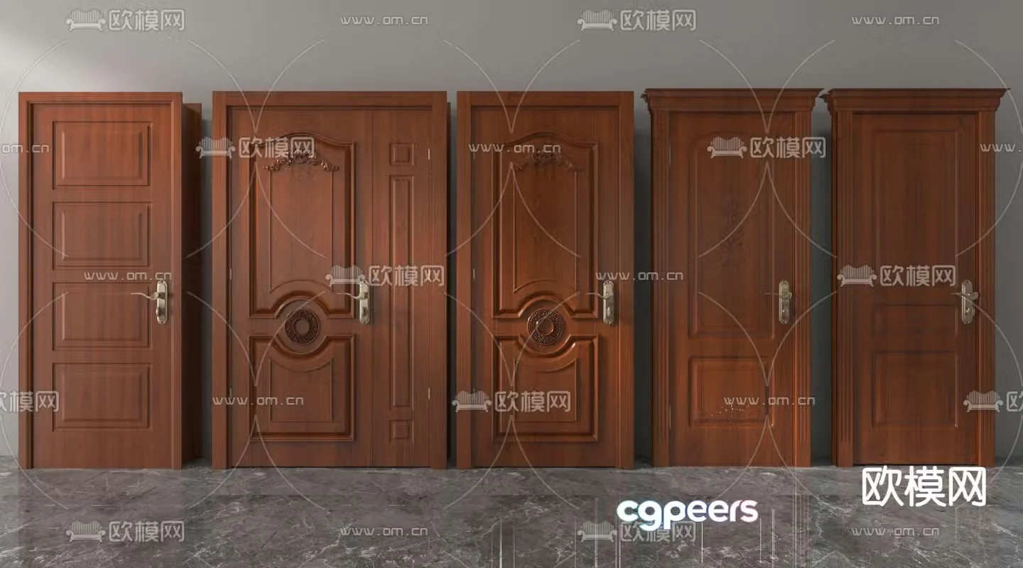 European style door wooden door bedroom door swing door 3d model