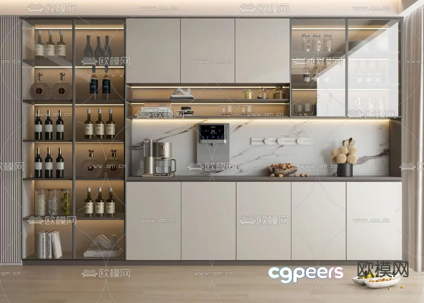 Modern wine cabinet open wine cabinet 3d model