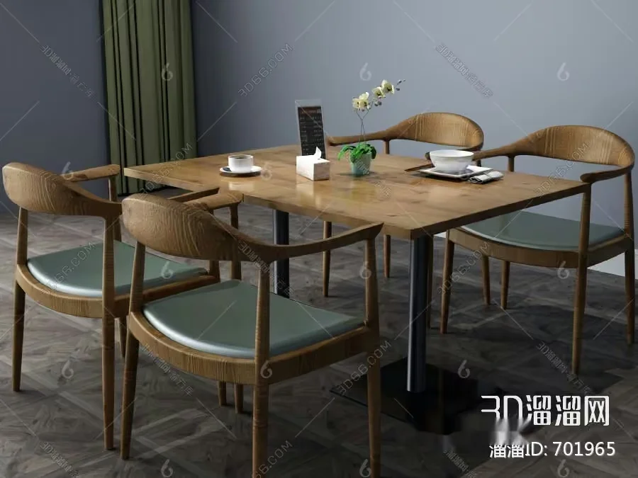 A Dining Table With Chairs 3D Model – 18745 – VRAY Render